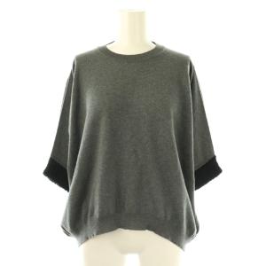ニット セーター 五分袖 アルパカ混 38 チャコールグレー ブラック /ES GY53