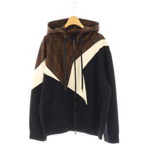 モノグラム総柄ロゴパーカー ジップアップ XL ブラウン ブラック オフホワイト /DO GY53