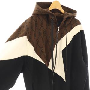 Neil Barrett モノグラム総柄ロゴパーカー ジップアップ XL ブラウン ブラック オフホワイト /DO GY53