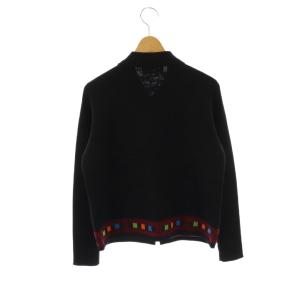 YVES SAINT LAURENT ジップアップニットジャケット ブルゾン 長袖 M ブラック マルチカラー /DO GY53