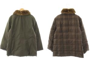 BURBERRY レッキスファー ダウンジャケット リバーシブル 裏地チェック 9 ブラウン ダークカーキ