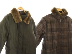 BURBERRY レッキスファー ダウンジャケット リバーシブル 裏地チェック 9 ブラウン ダークカーキ