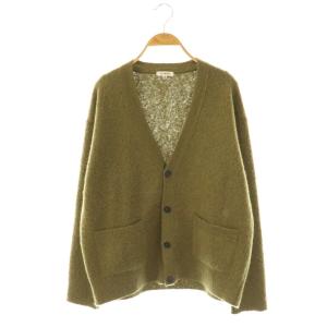 ポケット付 ウールナイロンエンブロ カーディガン ニット 38 カーキ /ES GY53