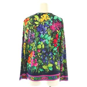 LEONARD ニット セーター シルク 総柄 L ネイビー マルチカラー /ES GY53