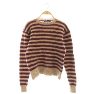 ボーダーニット セーター ウール 40 ベージュ ボルドー /DO GY53
