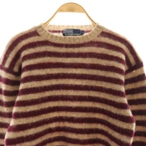 Polo by Ralph Lauren ボーダーニット セーター ウール 40 ベージュ ボルドー /DO GY53