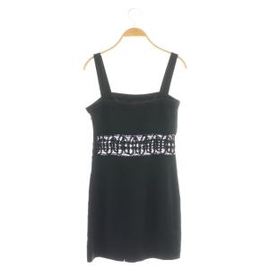 GIANNI VERSACE ワンピース ミニ ノースリーブ 38 ブラック /DO GY53