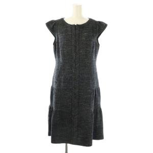 ティアードワンピース 半袖 38 ネイビー ホワイト /ES GY53