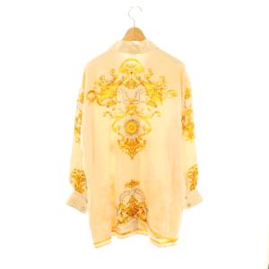 ESCADA シャツ ブラウス 総柄 シルク 40 ライトベージュ マスタード グレー /ES GY53