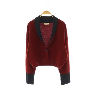 ニット カーディガン ボレロ 40 レッド ブラック /DF GY53