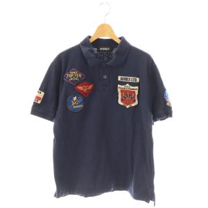 ポロシャツ 半袖 2XL ネイビー ワッペン パッチワーク ミリタリー /ES GY53