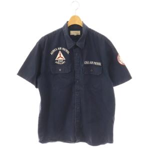 半袖シャツ ミリタリー ワッペン 刺繍 USAF エアパトロール 2XL ネイビー /ES GY53