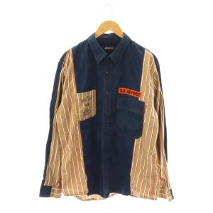シャツ ストライプ 2XL ベージュ 紺 白 /CX OS GY53