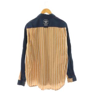 AVIREX シャツ ストライプ 2XL ベージュ 紺 白 /CX OS GY53