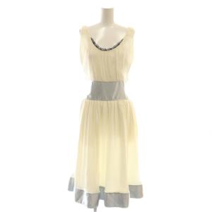 ワンピース ひざ丈 ノースリーブ シルク F34 ホワイト /DF GY53