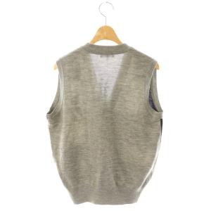 Chloe ゴルフウェア ニットベスト M グレー ブラック 黒 オフホワイト 白 チェック柄 刺繍 /ES GY53