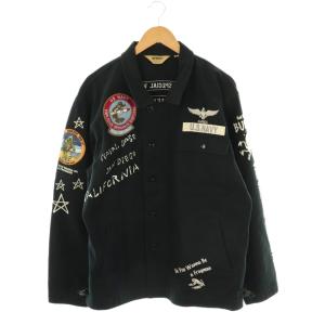 ジャケット ロゴ 刺繍 ワッペン スタンドカラー 2XL 紺 ネイビー /AT OS GY53