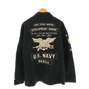 AVIREX ジャケット ロゴ 刺繍 ワッペン スタンドカラー 2XL 紺 ネイビー /AT OS GY53