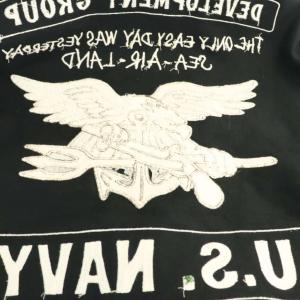 AVIREX ジャケット ロゴ 刺繍 ワッペン スタンドカラー 2XL 紺 ネイビー /AT OS GY53