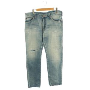 デニムパンツ ジーンズ M 水色 ライトブルー ダメージ加工 リペア加工 /CX GY53