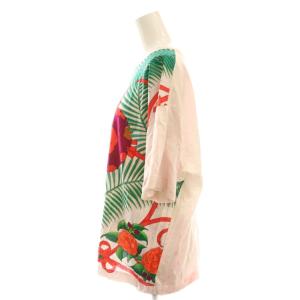 HERMES ヴィンテージ Tシャツ 総柄 花柄 M ピンク マルチカラー /AQ OS GY53
