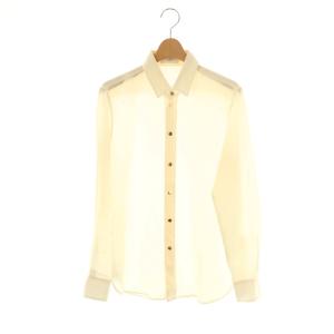 シャツ ブラウス 長袖 金ボタン 前開き シルク F38 オフホワイト /NR GY53
