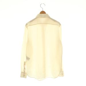 YVES SAINT LAURENT シャツ ブラウス 長袖 金ボタン 前開き シルク F38 オフホワイト /NR GY53