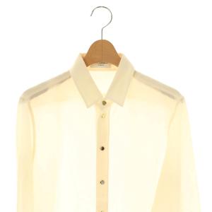 YVES SAINT LAURENT シャツ ブラウス 長袖 金ボタン 前開き シルク F38 オフホワイト /NR GY53