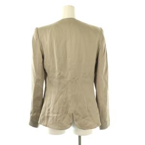 GIORGIO ARMANI セットアップ シルクリネン コサージュ付きジャケット ドット柄パンツ 38 ベージュ モカ カーキ /DO