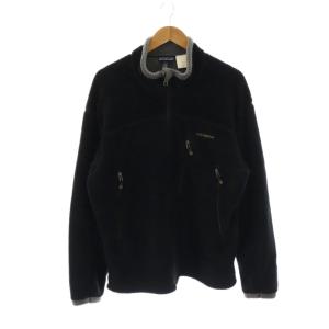 R4 POLARTEC ポーラテックフリースジャケット ロゴ ジップアップ L ブラック グレー /DO