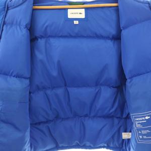 LACOSTE バックステッチショートダウンジャケット ロゴ ワッペン USS/M ブルー BH4484L /DO GY53