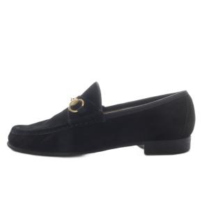 GUCCI ローファー スリッポン ホースビット スエード 41E ブラック /YO13 GY53