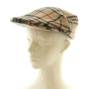 ハンチング 帽子 ウール チェック柄 L ベージュ 黒 ブラック 赤 レッド 6AP20-115-48