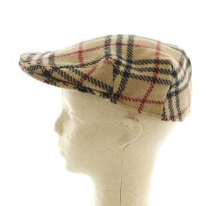 BURBERRY LONDON ハンチング 帽子 ウール チェック柄 L ベージュ 黒 ブラック 赤 レッド 6AP20-115-48