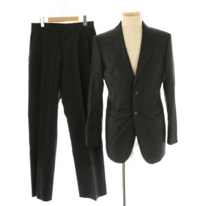 スーツ セットアップ ウール 46 黒 ブラック ストライプ柄 /DF GY53