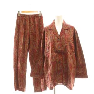 パジャマ セットアップ ルームウエア 総柄 ペイズリー柄 コットン M 赤 レッド マルチカラー /CX