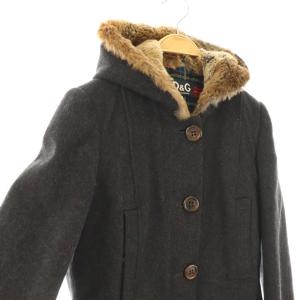 D&G フーデッドコート ハーフコート アウター 38 チャコール ダークグレー /DF GY53