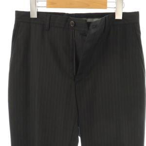 GIORGIO ARMANI スラックスパンツ ストライプ ジッパーフライ シルク混 44 ブラック オフホワイト /DO GY53