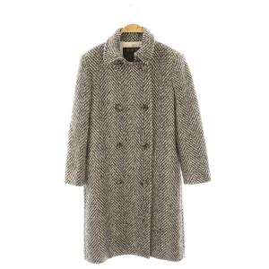 ステンカラーコート アウター ロング ダブル 総裏地 UK8 ブラック オフホワイト /DO GY53