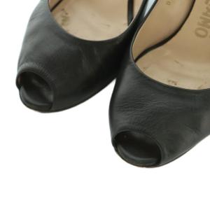 Salvatore Ferragamo パンプス オープントゥ ハイヒール 5 22.5cm 黒 ブラック 15635 /MI GY53