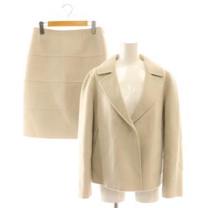 テーラードジャケット スカート セットアップ ウール カシミヤ混 38 ベージュ /CX GY53