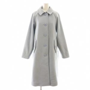 ロングコート ステンカラーコート アウター 裏地チェック 38 ライトブルー /DF GY53