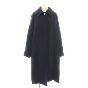 ステンカラーコート アウター ウール アルパカ 金ボタン 36 ネイビー /DF GY53