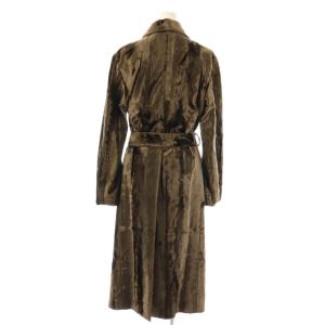 LEONARD フェイクファーコート ステンカラー シルク ベルト付き 38 ダークブラウン /ES GY53