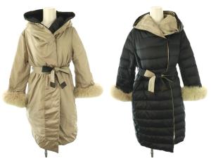 ダウンジャケット コート リバーシブル ファー 34 濃紺 ベージュ /NR OSGY53