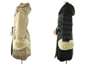 S Max Mara ダウンジャケット コート リバーシブル ファー 34 濃紺 ベージュ /NR OSGY53