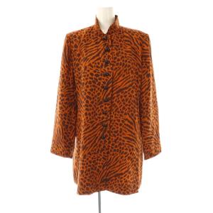 YVES SAINT LAURENT ヴィンテージ スーツ セットアップ ジャケット スカート アニマル柄 レオパード柄 36 38 オレンジ