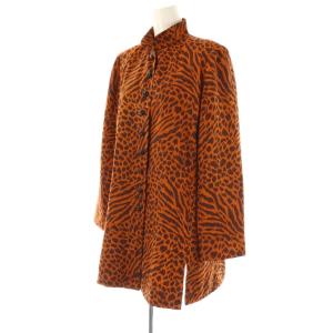 YVES SAINT LAURENT ヴィンテージ スーツ セットアップ ジャケット スカート アニマル柄 レオパード柄 36 38 オレンジ