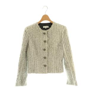 ヴィンテージ シャギー ノーカラージャケット 5 オフホワイト ブラック