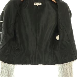 Christian Dior ヴィンテージ シャギー ノーカラージャケット 5 オフホワイト ブラック